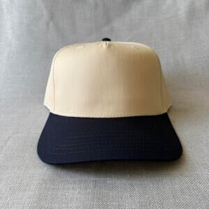 Cream and navy blue canvas